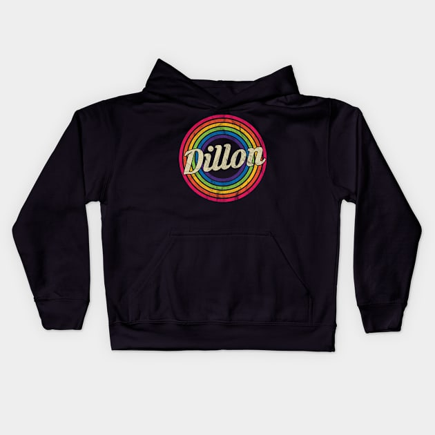 Dillon - Retro Rainbow Faded-Style Kids Hoodie by MaydenArt